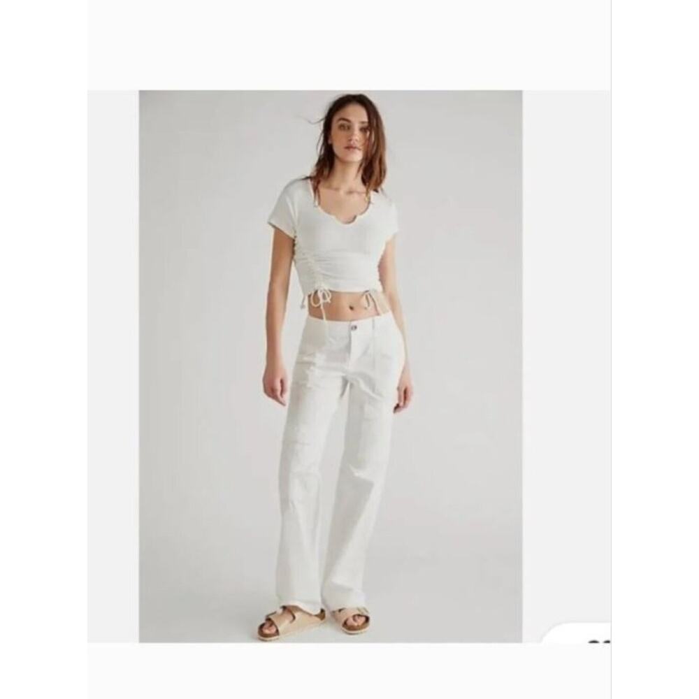 Free People The Thing Is Low Rise Utility Pants Size 2 XS Optic White Y2K Baggy - Picture 8 of 8